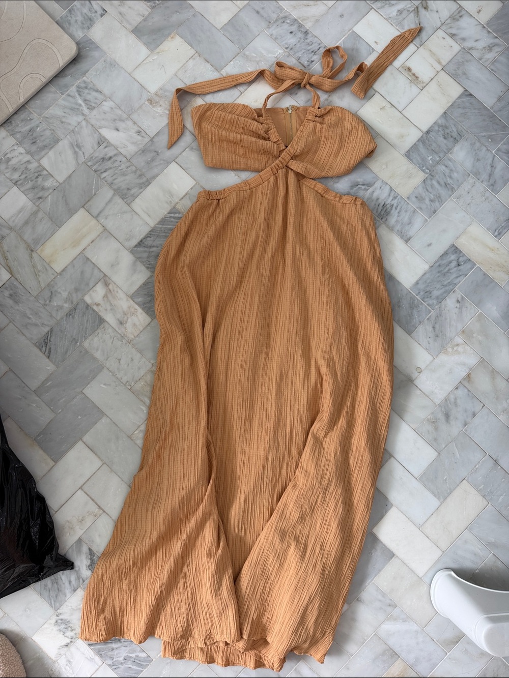 Sabo skirt Cutout Halter Maxi Dress in Warm Tan
